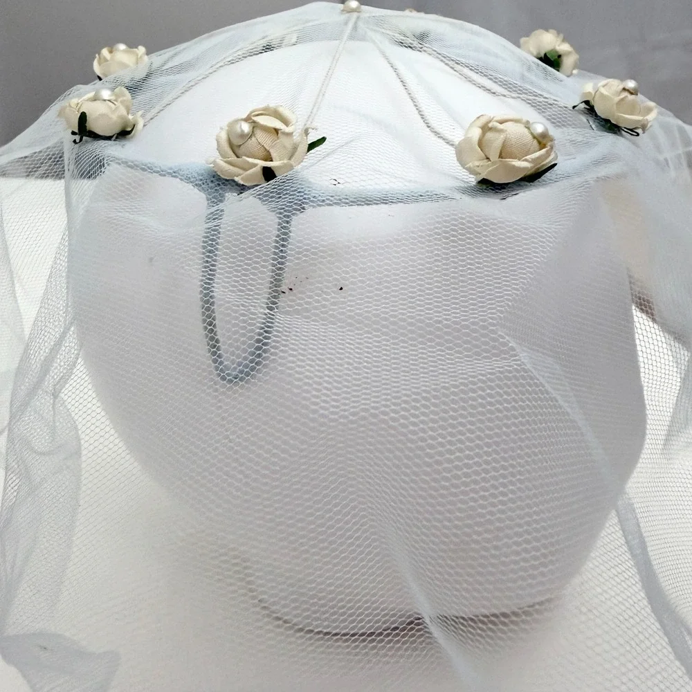 Vintage Birdcage Veil Floral Faux Pearl Wedding Headpiece Blue